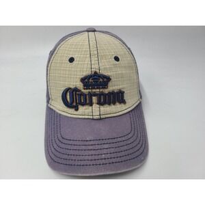 Corona Distressed Adjustable Hat Cap La Cerveza Mas Fina Mexican Beer Beige Blue